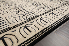 3x5 Cream, Gray, Black Color Hand Knotted All-Over 100% Wool Modern Oriental Rug