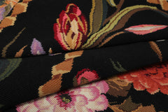 6x9 Black, Gold, Pink Color Hand Woven French Needlepoint Wool Traditional Oriental Rug