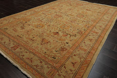 6x9 Light Gold, Coral, Tan Color Hand Knotted Oushak Wool Arts & Crafts Oriental Rug