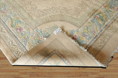 11x18 Beige, Tan, Aqua Color Hand Knotted Aubusson Savonnerie Wool Traditional Oriental Rug