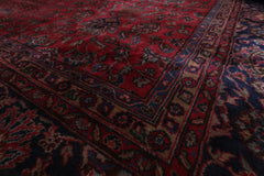 Oversize Deep Wine Red, Midnight Blue, Navy Color Hand Knotted Agra Wool Traditional Oriental Rug