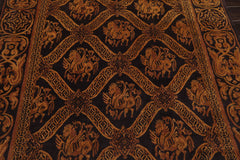 6x9 Charcoal, Brown, Gold Color Hand Knotted Pictorial 100% Wool Transitional Oriental Rug
