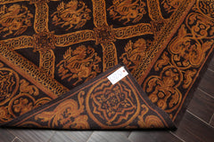 6x9 Charcoal, Brown, Gold Color Hand Knotted Pictorial 100% Wool Transitional Oriental Rug
