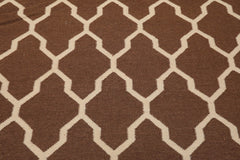 5x8 Brown, Beige, Color Hand Woven All-Over 100% Wool Kilim Oriental Rug