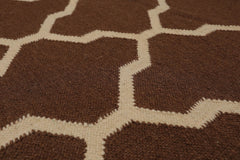 5x8 Brown, Beige, Color Hand Woven All-Over 100% Wool Kilim Oriental Rug