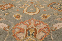 6x9 Slate, Beige, Rust Color Hand Knotted All-Over 100% Wool Traditional Oriental Rug