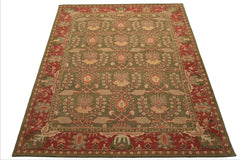 8x10 Sage, Rose, Beige Color Hand Tufted William Morris Wool Arts & Crafts Oriental Rug