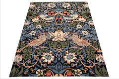 Multi Size Black Blue Ivory Color Hand Tufted William Morris Wool Arts & Crafts Oriental Rug