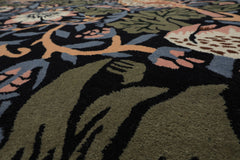 Multi Size Black Blue Ivory Color Hand Tufted William Morris Wool Arts & Crafts Oriental Rug