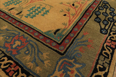 Multi Size Gold Pistacchio Raspberry Color Hand Tufted Donegal Wool Arts & Crafts Oriental Rug