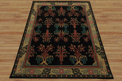 Multi Size Black Pistachio Turquoise Color Hand Tufted Donegal Wool Traditional Oriental Rug