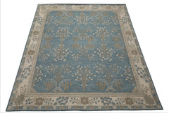 Multi Size Aqua Ivory Gray Color Hand Tufted Donegal Wool Traditional Oriental Rug