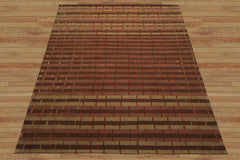 8x10 Raspberry, Rust, Moss Color Hand Tufted Wool and Bamboo Silk Modern & Contemporary Oriental Rug