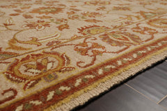 4x6 Beige, Brown, Mustard Color Hand Knotted All-Over 100% Wool Traditional Oriental Rug
