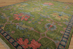 Multi Size Green Pink Navy Color Hand Knotted Turkish Oushak 100% Wool Traditional Oriental Rug