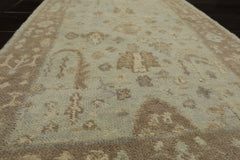 2x3 Mint, Taupe, Beige Color Hand Knotted Oushak Wool Transitional Oriental Rug
