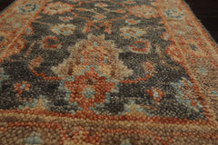 2x3 Slate, Gray, Burnt Orange Color Hand Knotted Oushak Wool Transitional Oriental Rug