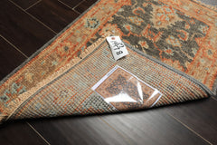 2x3 Slate, Gray, Burnt Orange Color Hand Knotted Oushak Wool Transitional Oriental Rug
