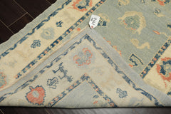 3x5 Light Blue, Ivory, Rose Color Hand Knotted Oushak Wool Transitional Oriental Rug