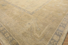 9x12 Ivory, Beige, Taupe Color Hand Knotted Oushak Wool Traditional Oriental Rug