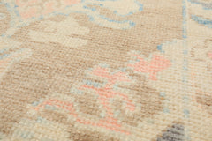 3x5 Tan, Ivory, Rust Color Hand Knotted Oushak Wool Transitional Oriental Rug