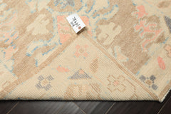 3x5 Tan, Ivory, Rust Color Hand Knotted Oushak Wool Transitional Oriental Rug