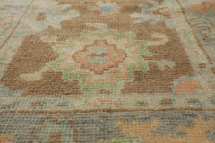 3x5 Brown, Gray, Ivory Color Hand Knotted Oushak Wool Transitional Oriental Rug