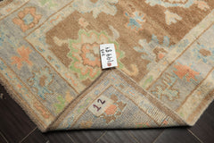 3x5 Brown, Gray, Ivory Color Hand Knotted Oushak Wool Transitional Oriental Rug