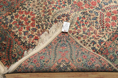 4x6 Ivory, Aqua, Navy Color Hand Knotted Kerman New Zealand Wool Traditional Oriental Rug