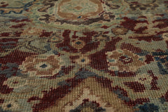 3x5 Maroon, Beige, Aqua Color Hand Knotted Oushak Wool Transitional Oriental Rug