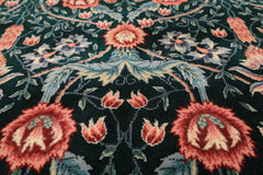 4x6 Emerald, Ivory, Rose Color Hand Knotted French Aubusson Savonnerie Wool Traditional Oriental Rug