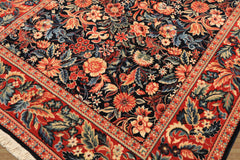 4x6 Midnight Blue, Burnt Orange, Ivory Color Machine Made Persian New Zealand Wool Traditional Oriental Rug