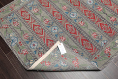 4x6 Celadon, Gray, Burnt Orange Color Hand Knotted All-Over 100% Wool Transitional Oriental Rug