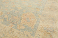 3x5 Aqua, Ivory, Caramel Color Hand Knotted Oushak Wool Transitional Oriental Rug