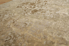 6x9 Beige, Brown, Gray Color Hand Knotted Tibetan Wool & Silk Modern & Contemporary Oriental Rug