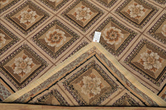 8x10 Beige, Ivory, Green Color Hand Woven French Aubusson Needlepoint wool Traditional Oriental Rug
