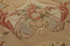 8x10 Tan, Ivory, Green Color Hand Woven French Aubusson Needlepoint Wool Traditional Oriental Rug