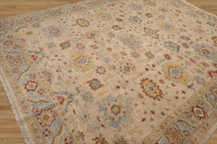 Hand Knotted Oriental Area Rug LoomBloom Beige Oushak Wool 9'1''x11'10''