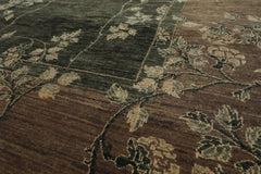 9x12 Celadon, Taupe, Ivory Color Hand Knotted Peshawar Wool Transitional Oriental Rug