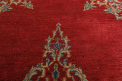 4x7 Coral, Aqua, Gold Color Hand Knotted Kerman Wool Traditional Oriental Rug