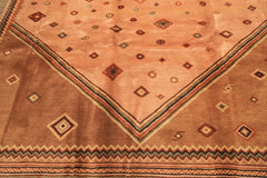8x11 Blush, Brown, Ivory Color Hand Knotted Lori Wool Traditional Oriental Rug