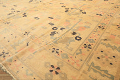 8x11 Ivory, Gray, Blush Color Hand Knotted Turkish Oushak Wool Transitional Oriental Rug
