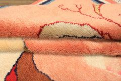 6x9 Ivory, Blush, Red Color Hand Knotted Gabbeh Wool Modern & Contemporary Oriental Rug