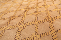8x10 Tan, Gold, Chocolate Color Hand Knotted Tibetan Wool Transitional Oriental Rug