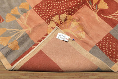8x10 Blush, Rose, Blue Color Hand Knotted Tibetan Wool Transitional Oriental Rug