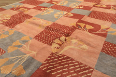 8x10 Blush, Rose, Blue Color Hand Knotted Tibetan Wool Transitional Oriental Rug