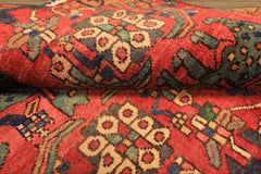 Runner Rust, Tan, Turquoise Color Hand Knotted Bakhtiari Wool Traditional Oriental Rug