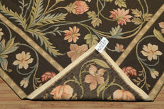 6x9 Brown, Green, Blush Color Hand Woven Needlepoint Wool Traditional Oriental Rug