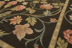 6x9 Brown, Green, Blush Color Hand Woven Needlepoint Wool Traditional Oriental Rug