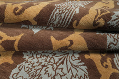 Runner Brown, Gold, Aqua Color Hand Knotted Tibetan Wool Arts & Crafts Oriental Rug